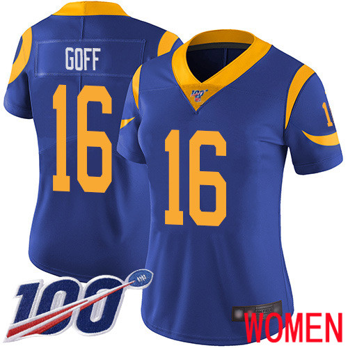 Los Angeles Rams Limited Royal Blue Women Jared Goff Alternate Jersey NFL Football #16 100th Season Vapor Untouchable->los angeles rams->NFL Jersey